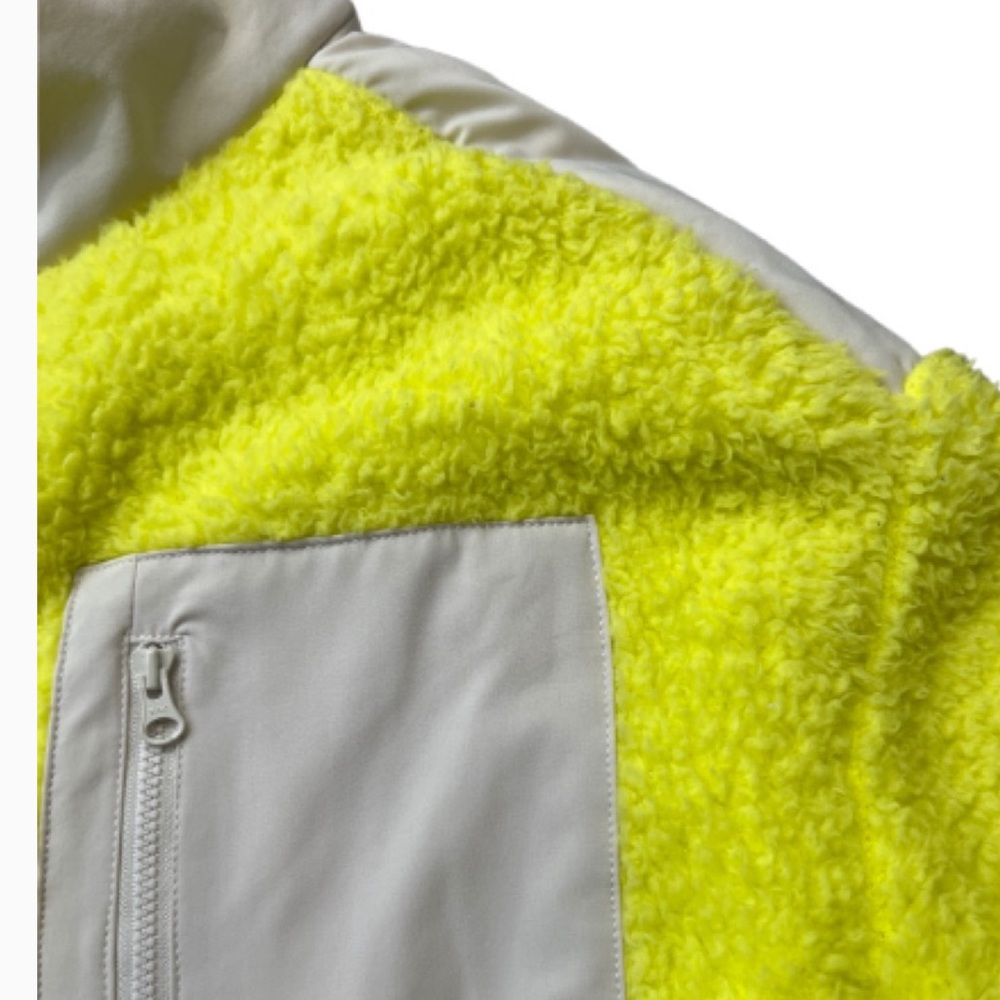 Crown & Ivy Casual Athletic Fleece Sherpa Jacket Neon Yellow - Picture 4 of 9